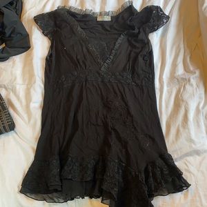 Black short sleeve top with lacey overlay